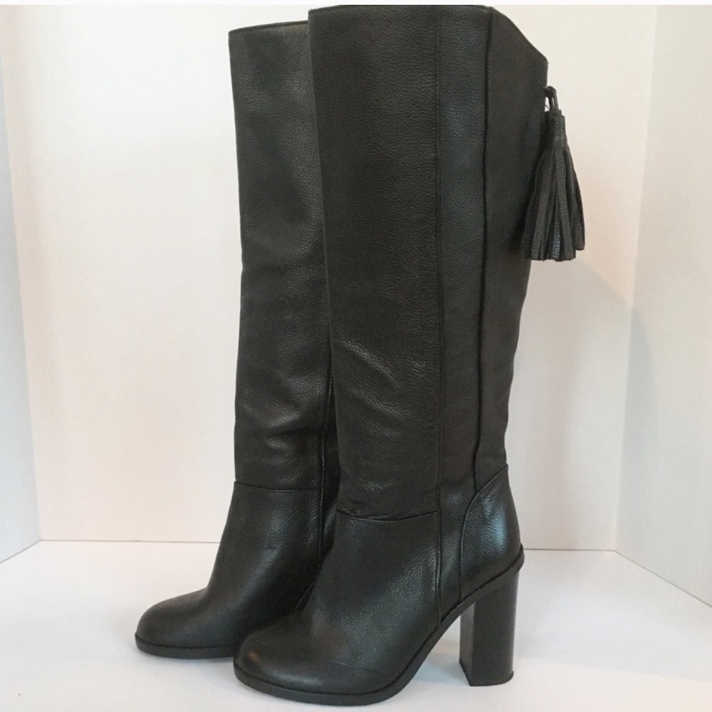 NWOT Zara Basics Tall Leather Boots w/ Tassel
